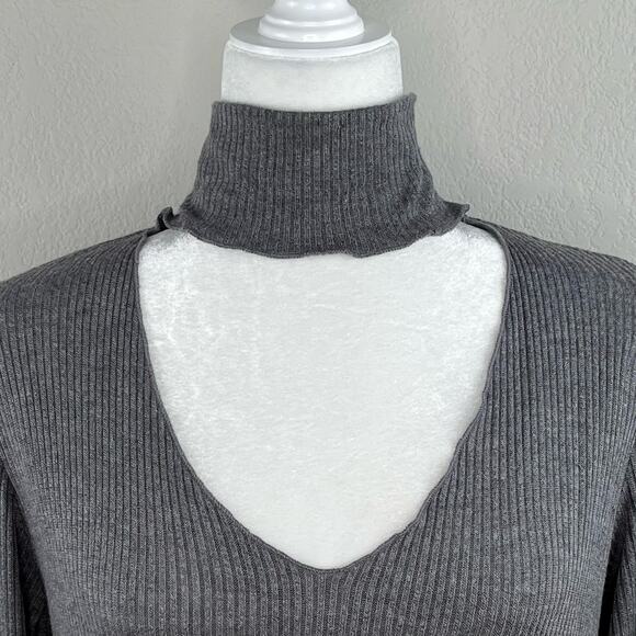 Revolve LNA Detached Turtleneck Long Sleeve Lightweight Sweater Top Gray Large - Picture 5 of 16